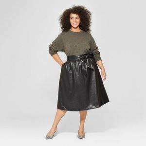 Who What Wear faux leather midi black skirt plus